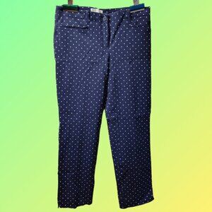 Talbots Women's Pants White Dot Print Navy Blue  TALBOTS Petites  Size 8p